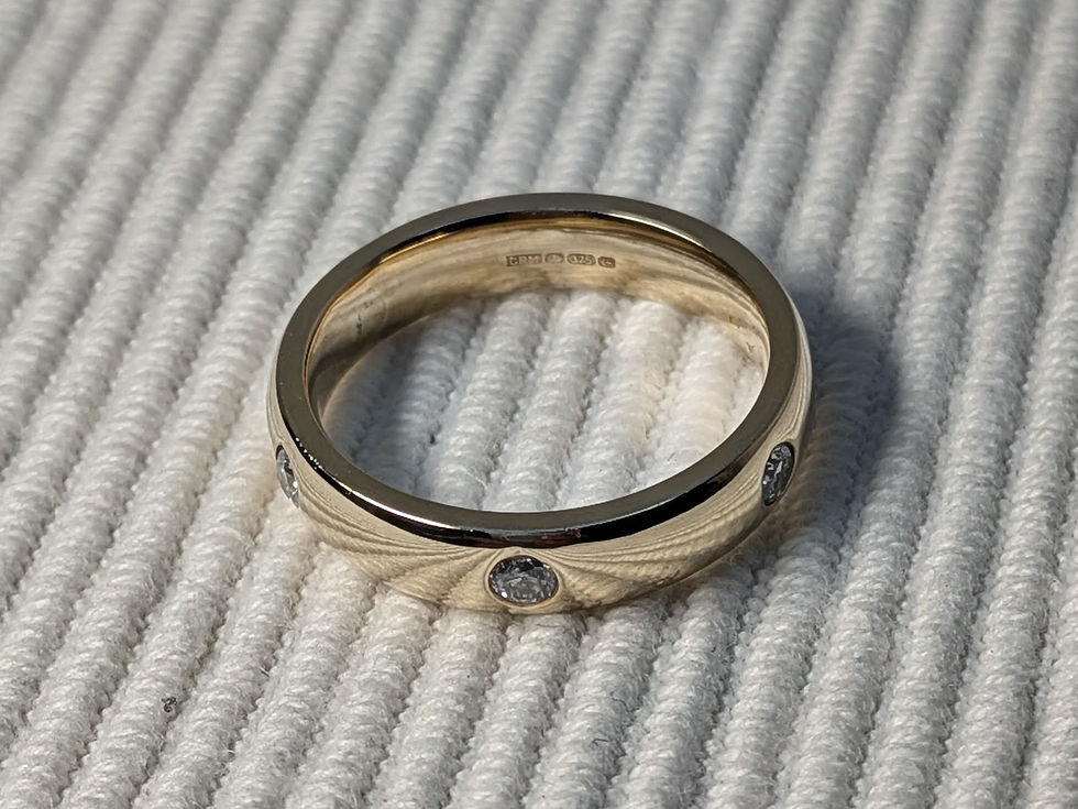 Thumbnail: Solid 9ct Yellow  Gold Six Diamond Band