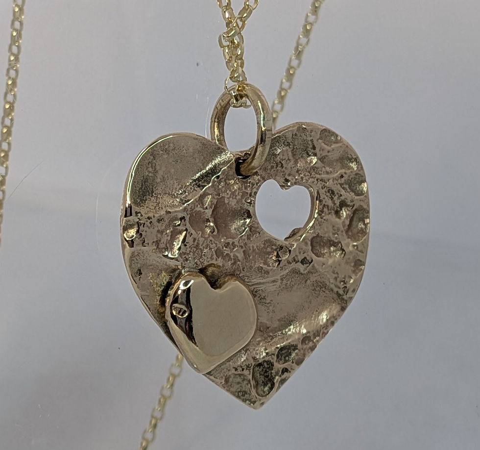 Thumbnail: Solid 9ct  Gold Bubble Heart Pendant