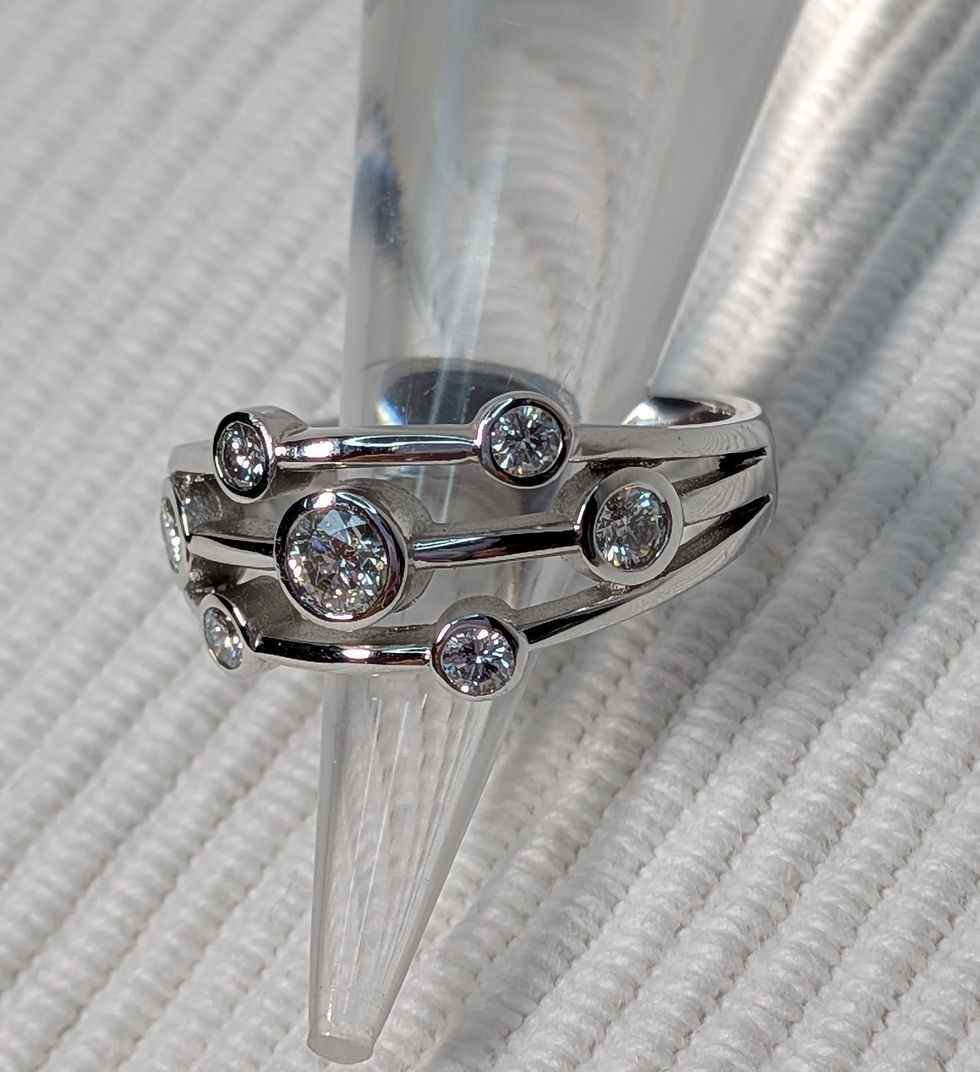 Thumbnail: Solid 18ct White  Gold Seven Diamond Scatter ring