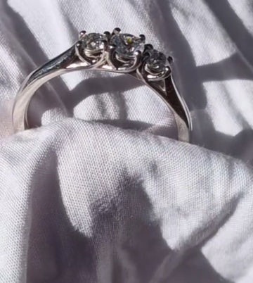 Thumbnail:  Solid 18ct White  Gold Triple Diamond Ring