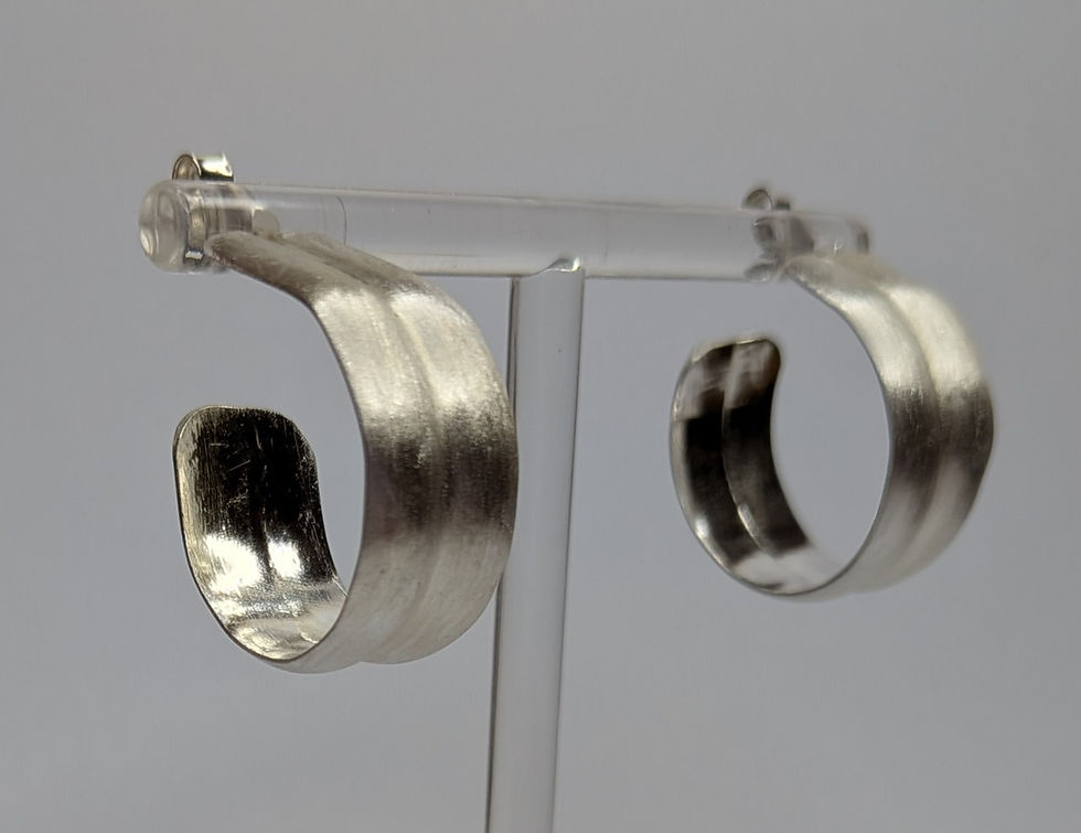 Thumbnail: Solid silver Double Dee Satin Finished Earrings 