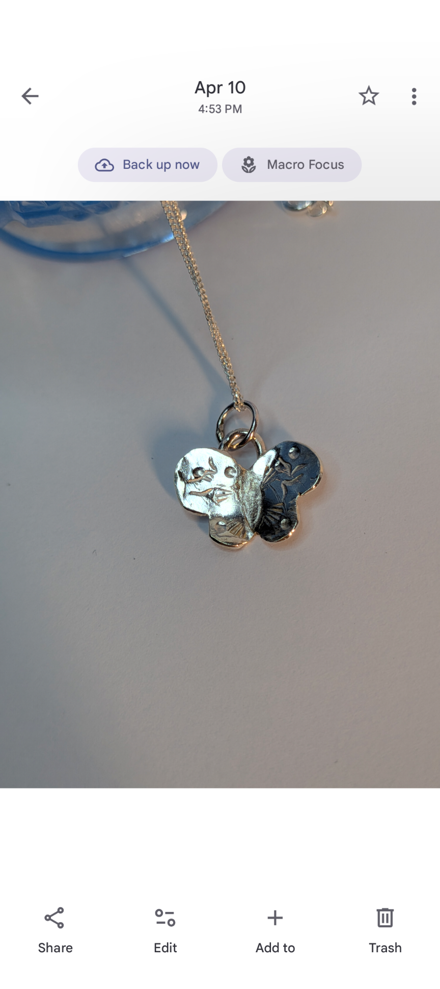Thumbnail:  Solid silver Unique Butterfly Pendant 