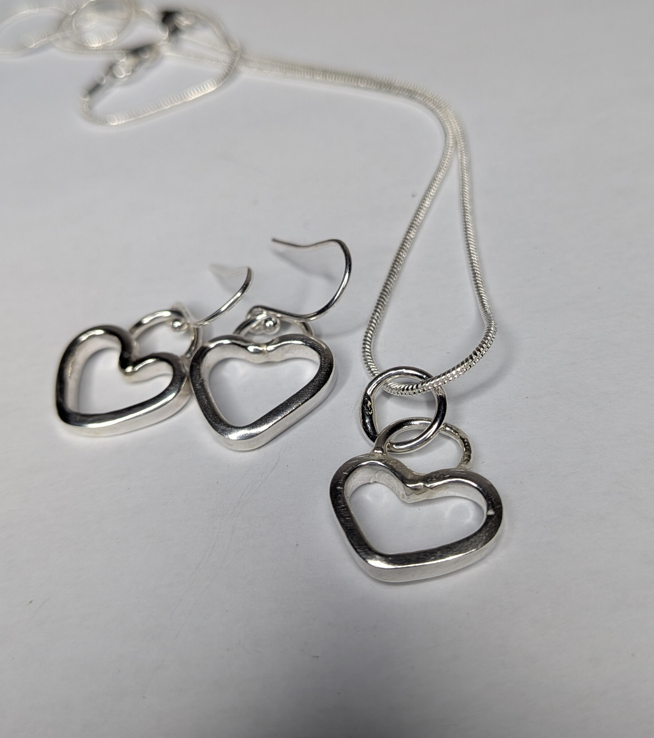 Sterling Silver Heart Pendant & Earrings Set