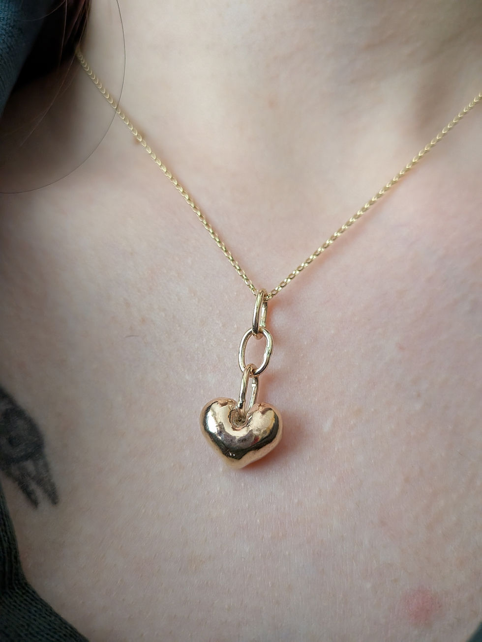 Thumbnail: Solid 9ct Gold Heart Nugget Pendant
