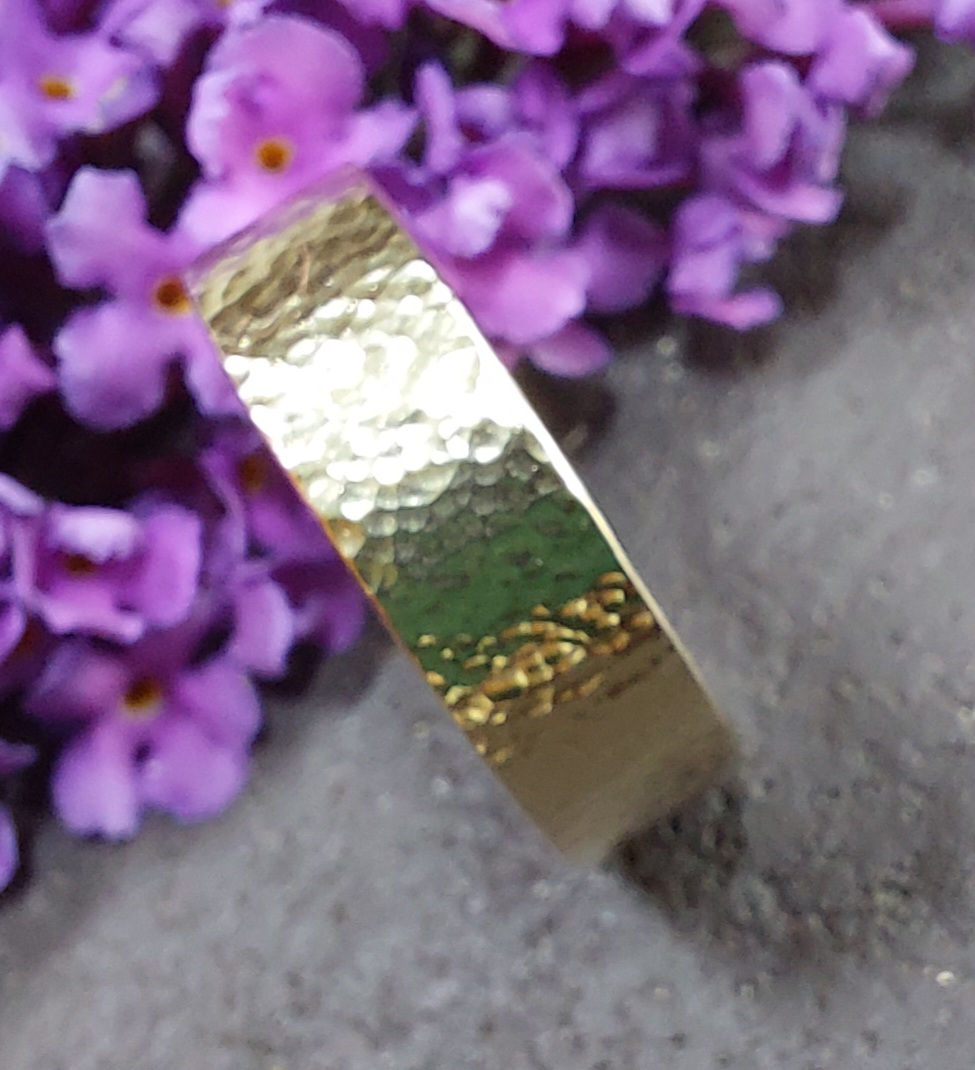 Thumbnail: Recycled 9ct Yellow Gold 6mm textured band.