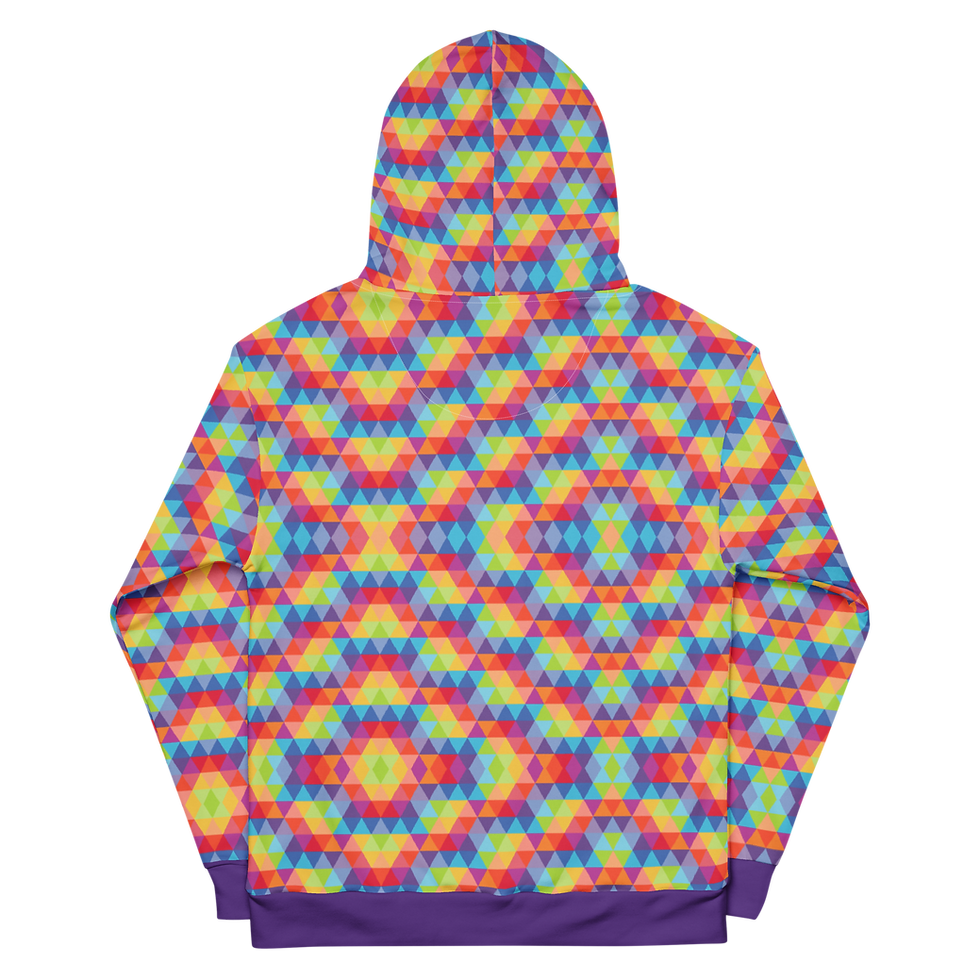 Rainbow Triangle Hoodie featuring a bold rainbow triangle design symbolizing LGBTQ+ pride.