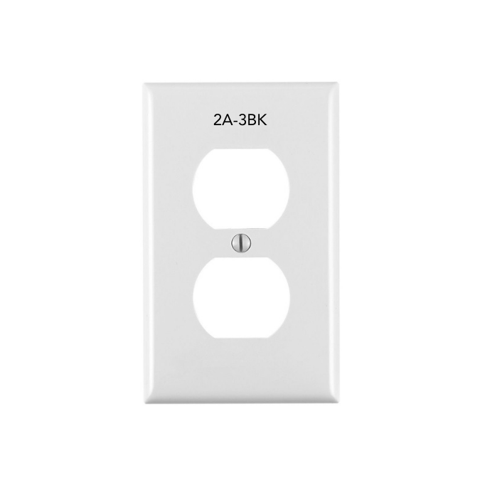 Print My Plates custom UV printed 1-gang duplex receptacle wall plate for commercial facility labeling & compliance