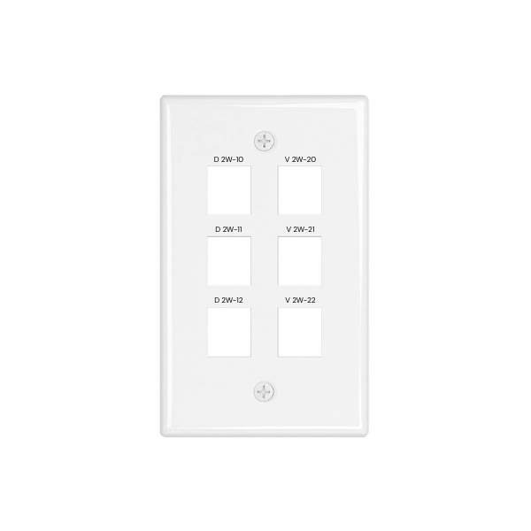 Print My Plates custom UV printed 6-port keystone wall plate for commercial IT compliance & data port identification