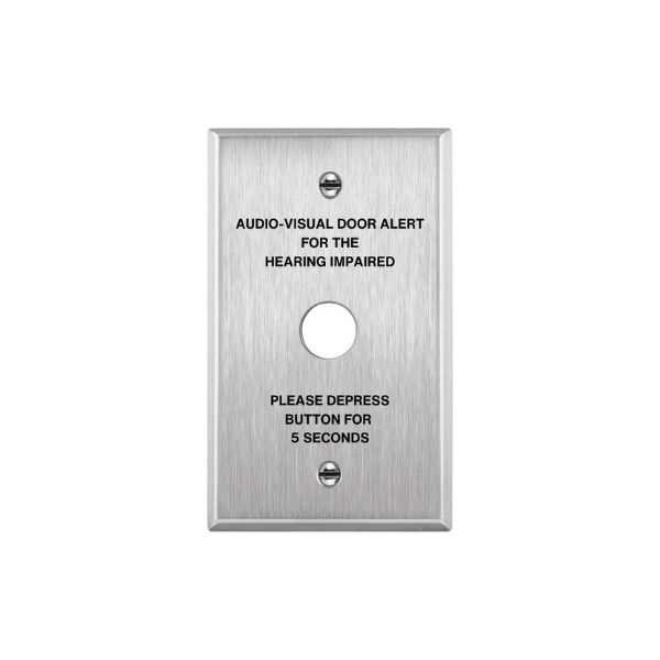 Print My Plates hearing impaired doorbell wall plate for ADA compliance & accessibility in commercial hospitality facilities