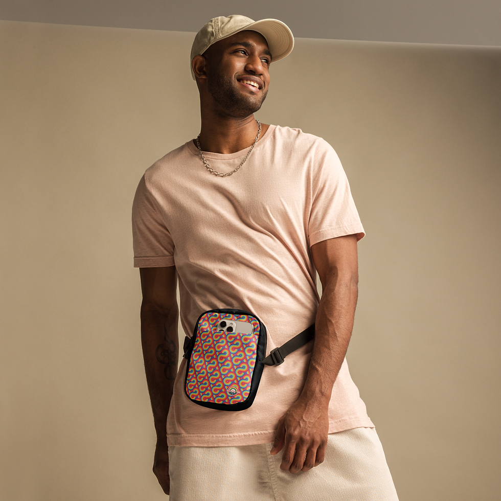 Rainbow Swirl Utility Crossbody Bag by This Gay Tee - LGBTQ+ bag with repeating S-pattern design