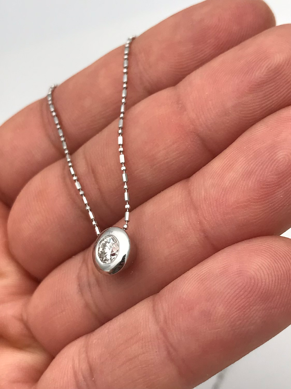 Thumbnail: 14kt White Gold .50ct Genuine Diamond Solitaire Necklace 16”