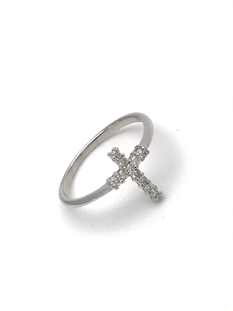 Thumbnail: 14kt White Gold .15pts Diamond Cross Ring