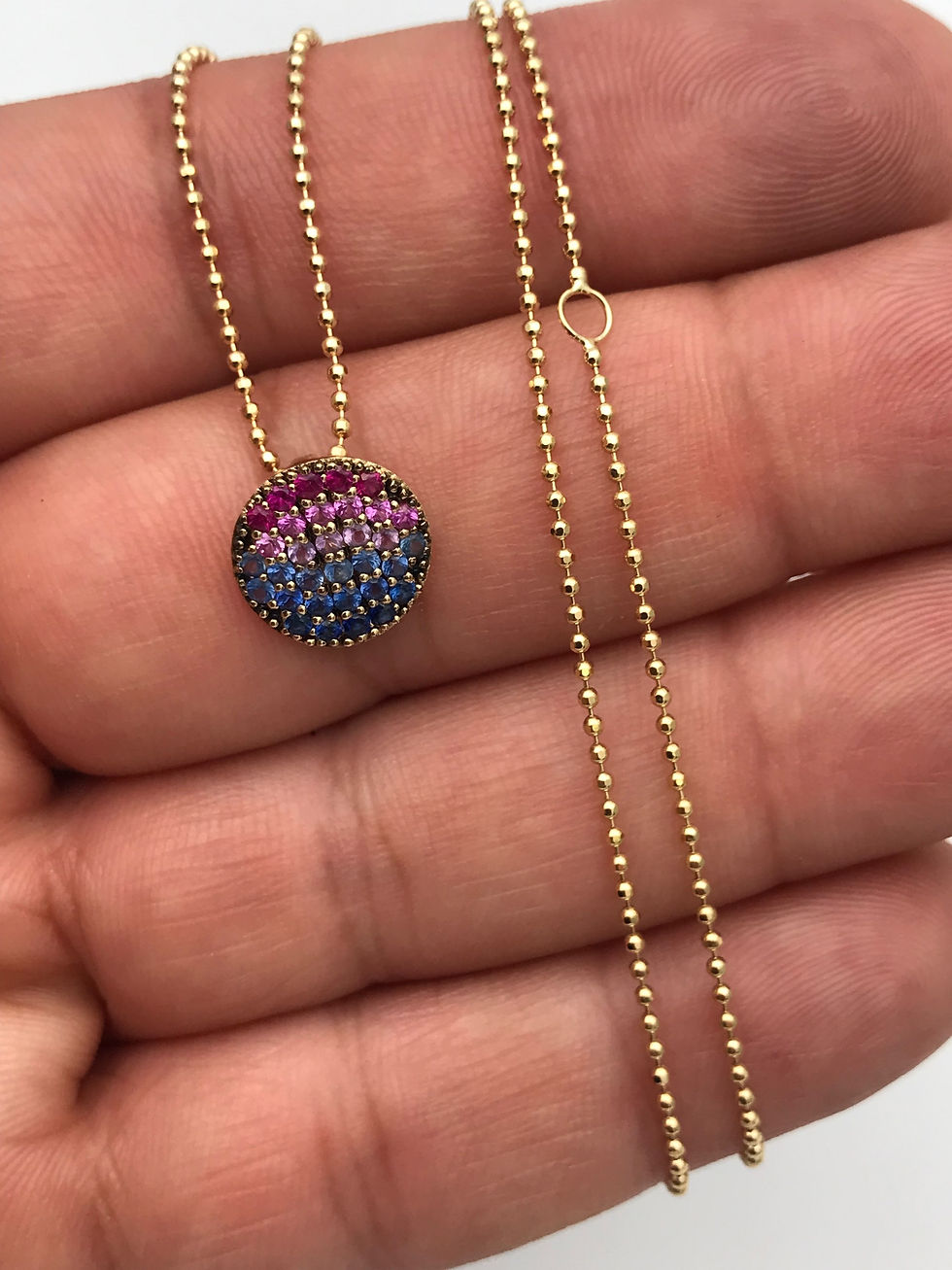 Thumbnail: Phillip House 14kt Yellow Gold Genuine Micro Pave Sapphires Necklace 16”-18”