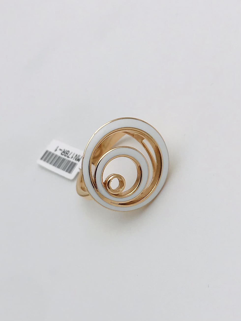 Thumbnail: 18kt/750 Rose Gold/White Enamel Triple Circle Ring 7.5