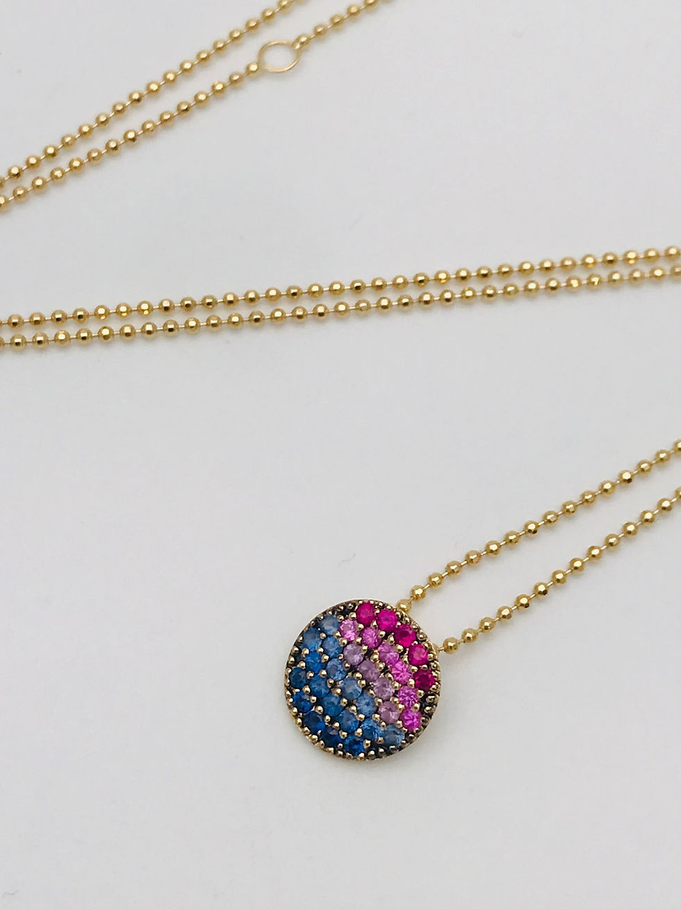 Thumbnail: Phillip House 14kt Yellow Gold Genuine Micro Pave Sapphires Necklace 16”-18”