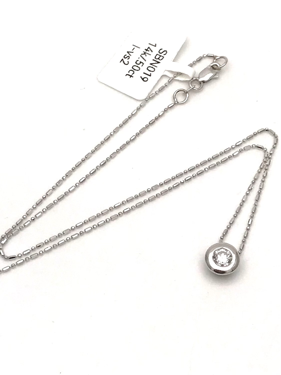 Thumbnail: 14kt White Gold .50ct Genuine Diamond Solitaire Necklace 16”
