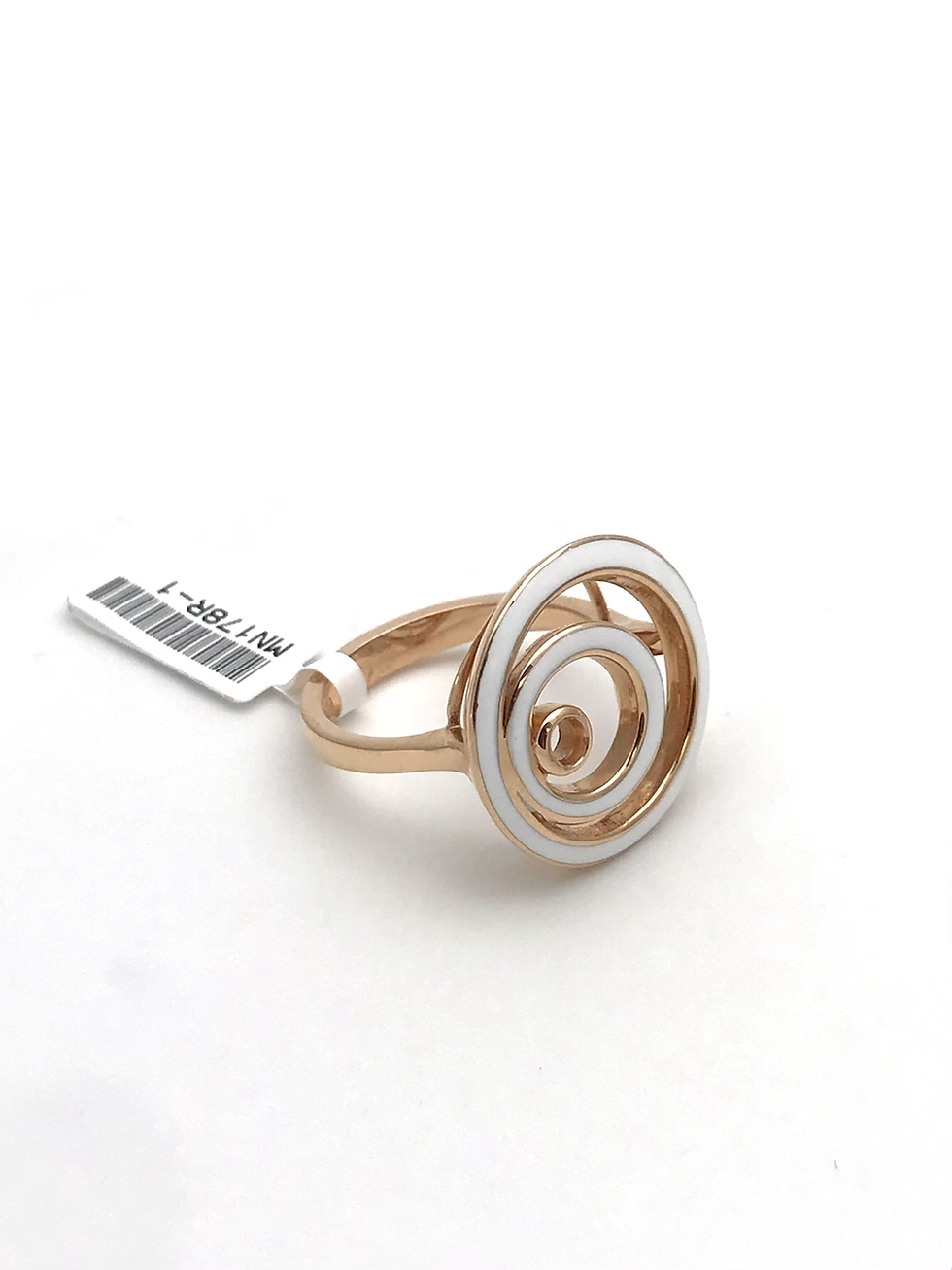 Thumbnail: 18kt/750 Rose Gold/White Enamel Triple Circle Ring 7.5