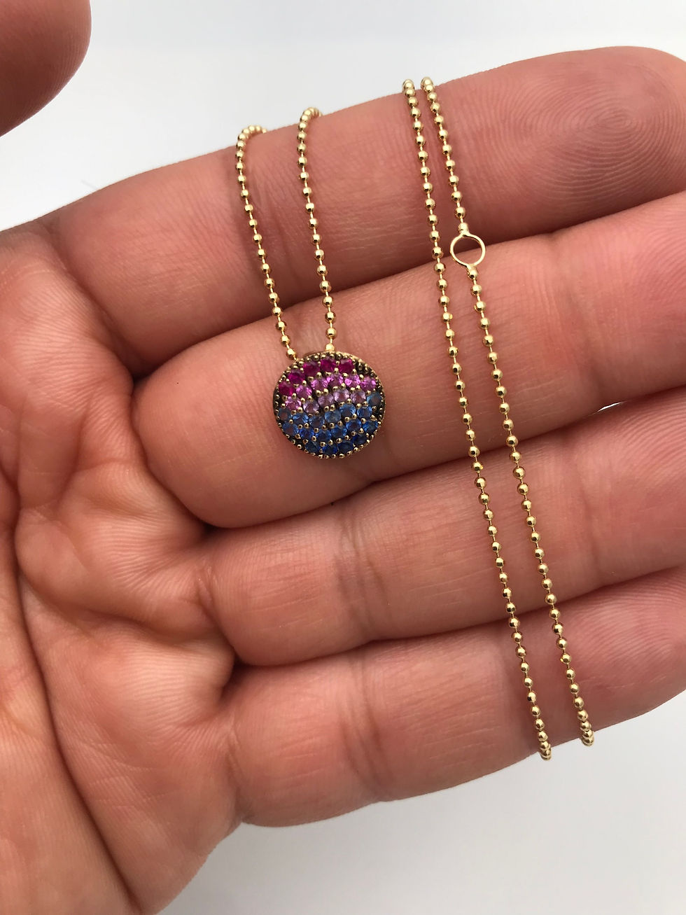 Thumbnail: Phillip House 14kt Yellow Gold Genuine Micro Pave Sapphires Necklace 16”-18”
