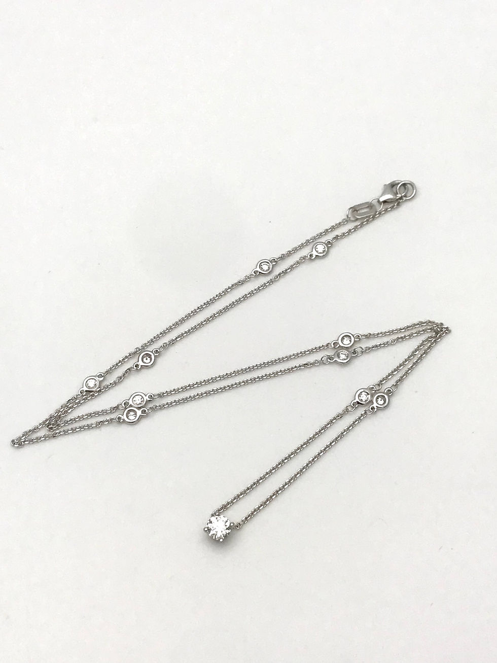Thumbnail: 14kt White Gold .60cts(tw) Natural Diamonds, Station-By The Yard Necklace 17”