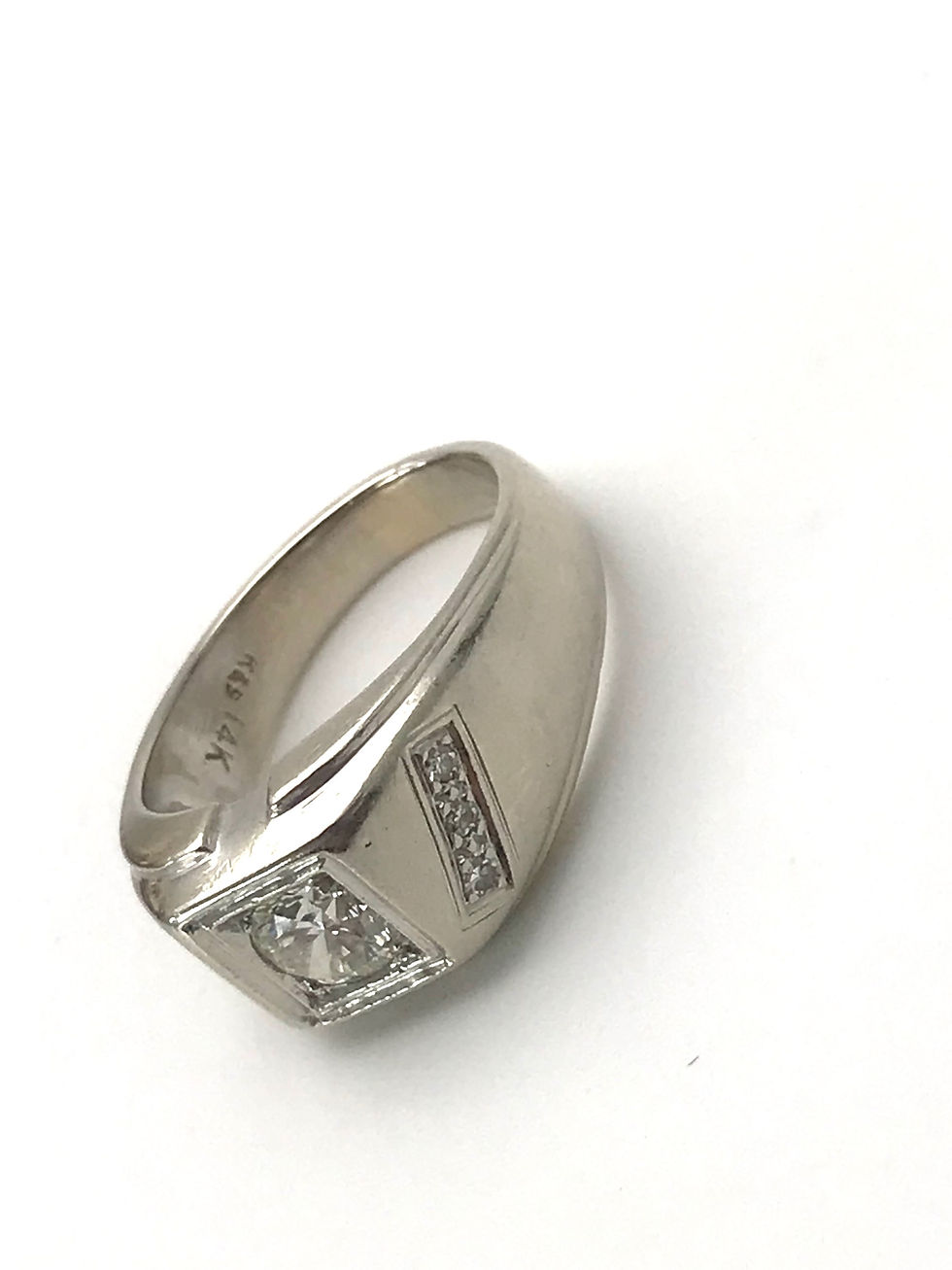 Thumbnail: Vintage 14k White Gold 0.60pts(tw) Natural Diamond Mens Ring 10.5