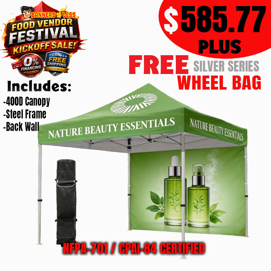 10x10 Custom Tent Package 3 w/back wall Silver Series