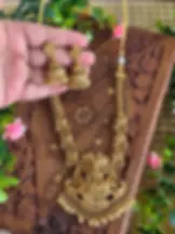 Lakshmi Haram Antique Golden Necklace Set main view