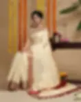 Maroon Tussel Tissue Kerala Kasavu Saree main view