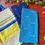 Thumbnail: Dual Blue Chhota Block Tussel Tissue Kasavu Saree with Blouse