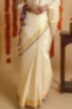 Purple Tussel Tissue Kasavu Saree bottom view