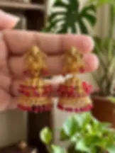Annapurni Jumka Earrings maroon view
