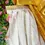 Thumbnail: Medallion Yellow Kasavu Cotton Dhavani Set closeup view