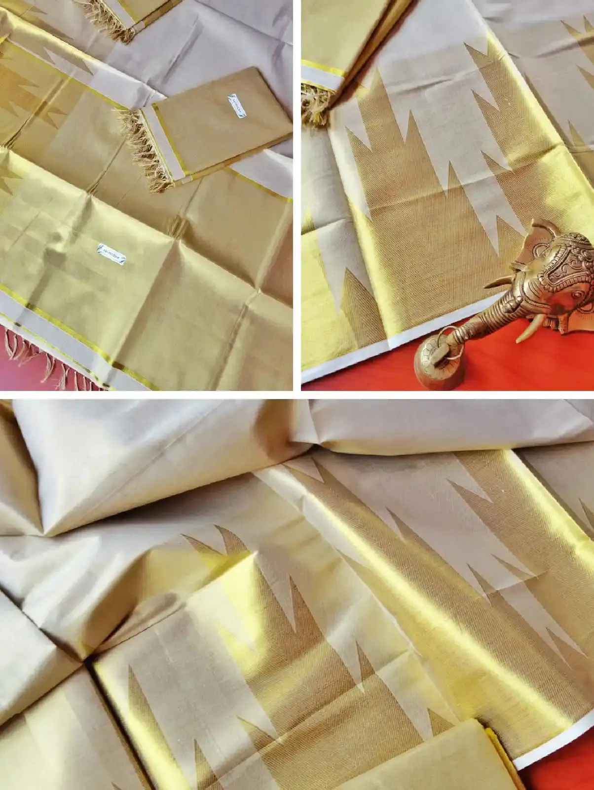 Temple Jacquard Wide Border Tussel Tissue Saree with Blouse