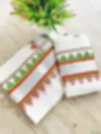 Orange and Green Temple Designer Silver Kasavu Cotton Setmundu folded view
