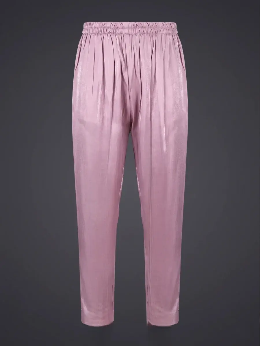 Thumbnail: Lavender Kurta Set with Floral Organza Scalloped Dupatta & Trousers pant view