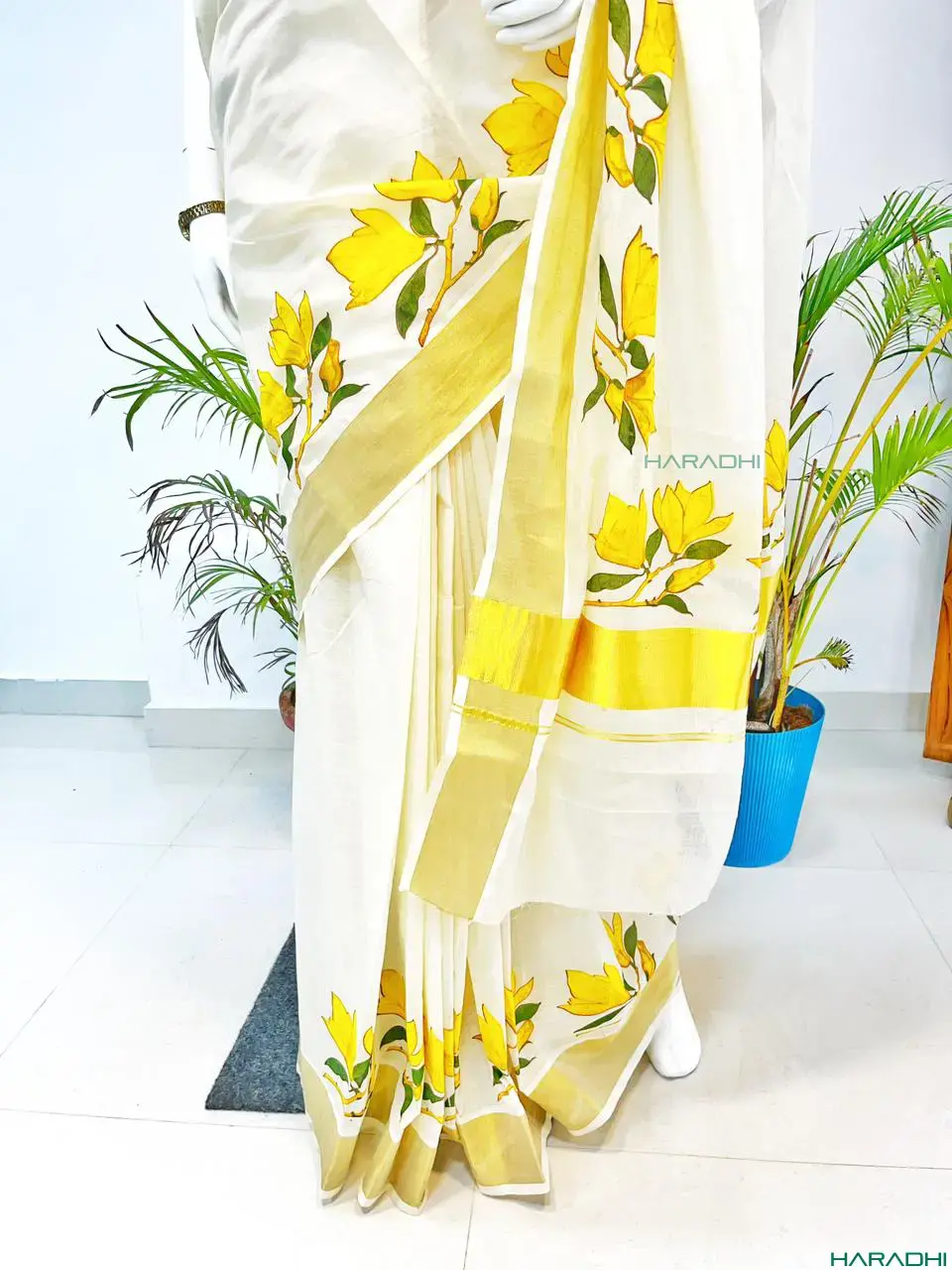 Ready to Wear Chembaka Poo Pure Kasavu Cotton Set Saree with Blouse