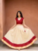 Maroon Tissue Skirt and Top standing view