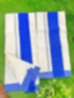 Thumbnail: Azure Blue Pure Cotton Katti Kara Setmundu main view