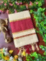 Maroon Block Tussel Tissue Kasavu Saree folded view