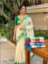 Gajah Motif Tussel Tissue Kasavu Saree with Running Blouse main view