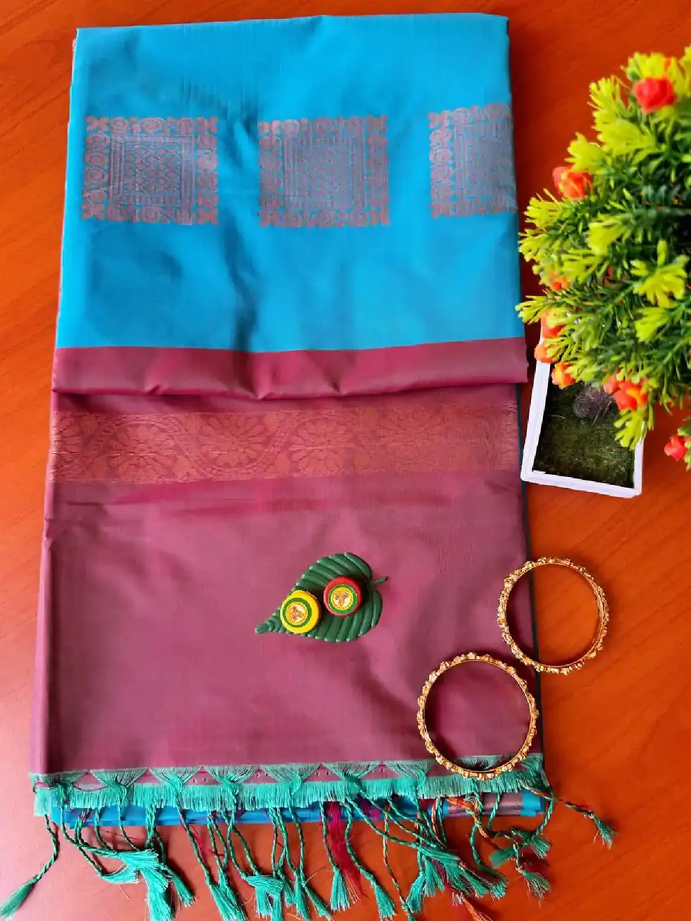 Ciel Blue Chathura Kanchipuram Soft Silk Saree main view