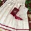 Thumbnail: Maroon Stone & Mirror Work Kasavu Tissue Dhavani Set main view