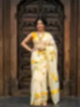 Chembakam Embroidery Kasavu Tissue Saree with Blouse main view