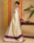 Grape Golden Tissue Kerala Kasavu Saree main view