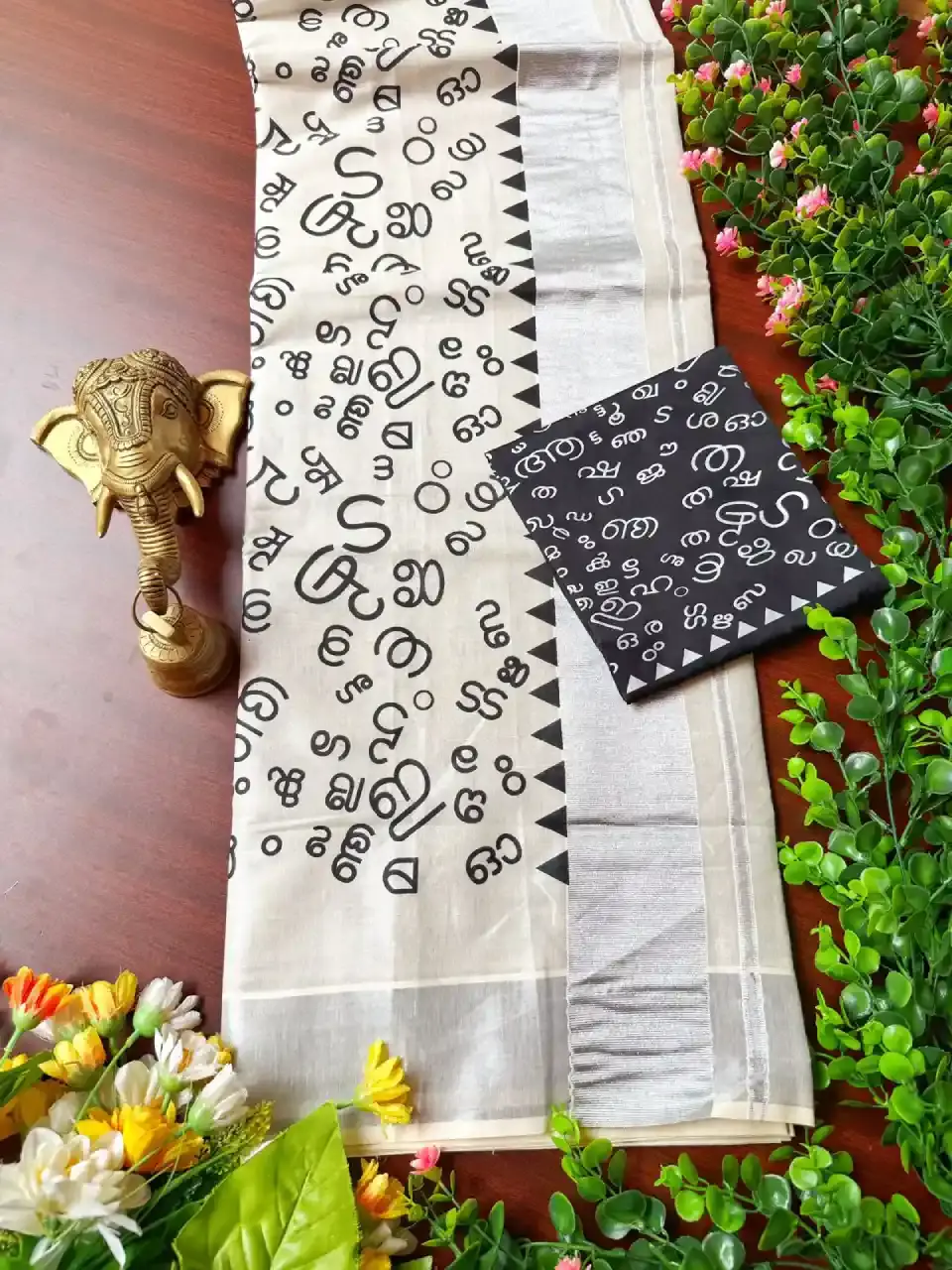Thumbnail: Akshamarala Silver Kasavu Tissue Saree with Matching Blouse