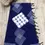 Thumbnail: White Diamond Cobalt Blue Tussel Cotton Saree with Blouse zoom view