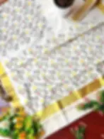 Tulip Tri-Color Kasavu Cotton Saree with Blouse main view