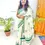 Thumbnail: Forest Green Floral Designer Silver Kasavu Kuthampully Cotton Saree with Blouse front side view