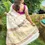Thumbnail: Purple Floral Temple Jacquard Kasavu Cotton Saree back side view