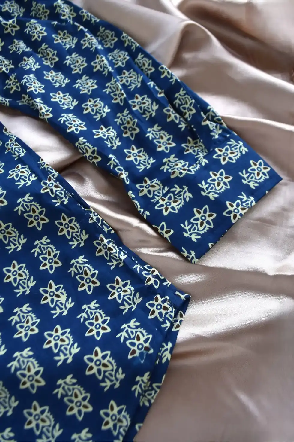 Thumbnail: Indigo Blue Flower Cotton Ajrak Shirt