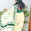 Thumbnail: Forest Green Floral Designer Silver Kasavu Kuthampully Cotton Saree with Blouse back side view